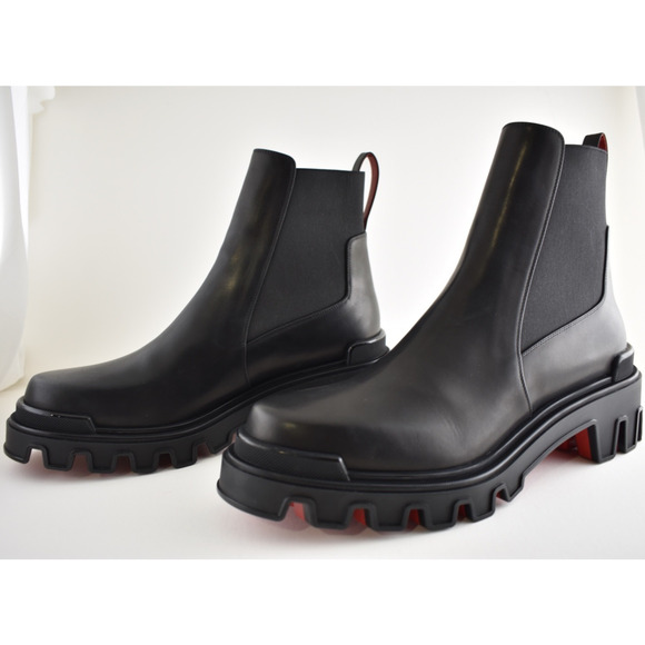 Christian Louboutin Mens Marchacroche Dune Uomo Black Leather Chelsea Boot 42 9